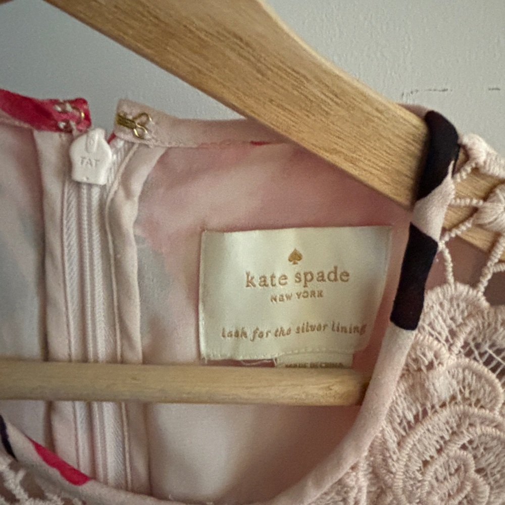kate spade Long Sleeve Floral Lace Midi Dress - Pink & Cream - Picture 5 of 5